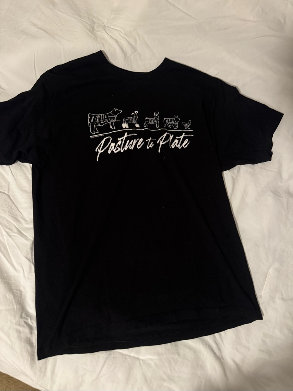 Tultex Black Short-Sleeve 'Pasture to Plate' Graphic Tee